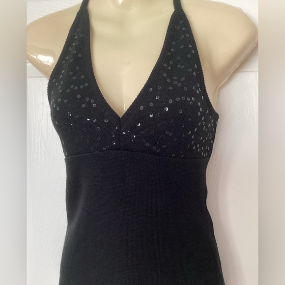 💗 Vintage Le Chateau sequin knit halter Sz M sweater top EUC - Picture 2 of 6
